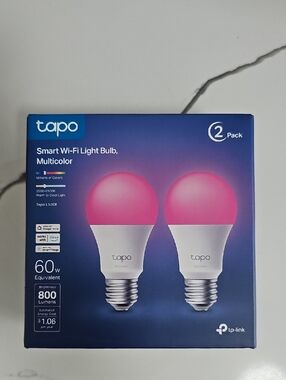 TP-Link Tapo Multicolor Smart Wi‑Fi Light Bulbs — Pink Top, White Base (2 Pack)